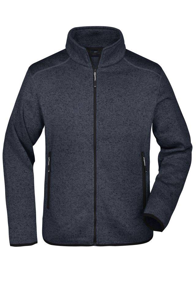 Men's Knitted Fleece Jacket Modische Strickfleece Jacke mit Stehkragen grau, Gr. XL