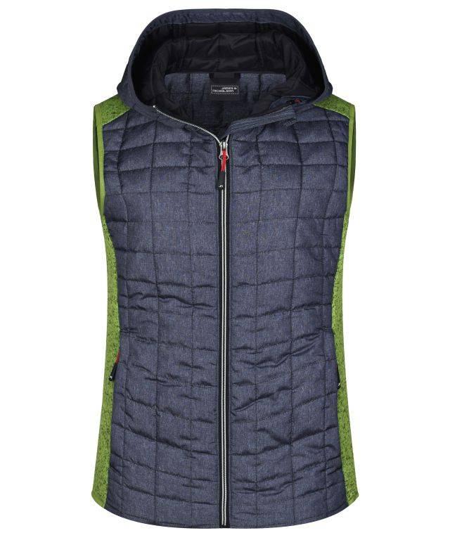 Ladies' Knitted Hybrid Vest Weste im stylischen Materialmix grau/grün, Gr. L