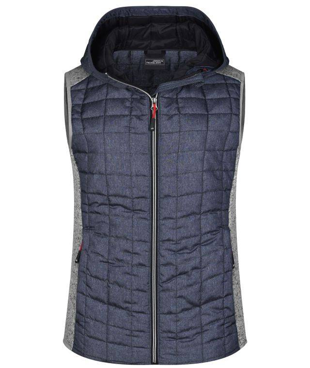 Ladies' Knitted Hybrid Vest Weste im stylischen Materialmix grau, Gr. S