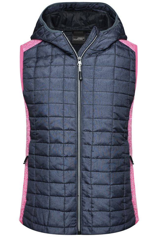 Ladies' Knitted Hybrid Vest Weste im stylischen Materialmix grau/pink, Gr. S