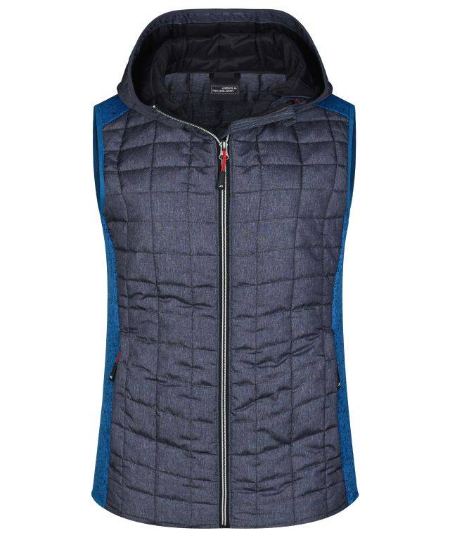 Ladies' Knitted Hybrid Vest Weste im stylischen Materialmix grau/blau, Gr. L