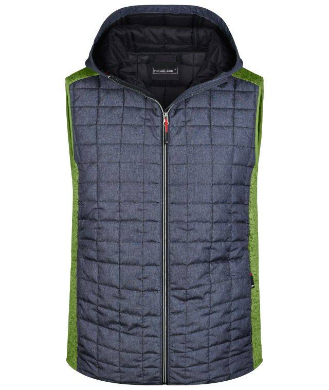 Men's Knitted Hybrid Vest Weste im stylischen Materialmix grau/grün, Gr. 3XL