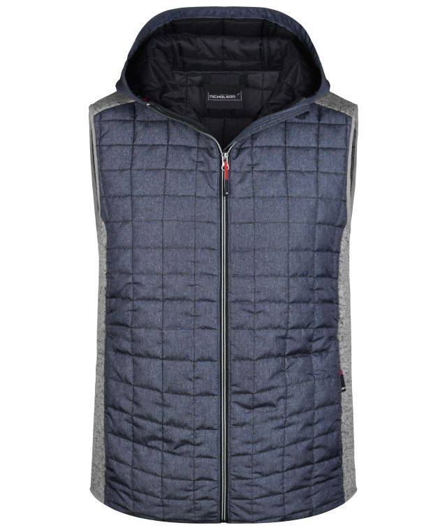 Men's Knitted Hybrid Vest Weste im stylischen Materialmix grau, Gr. 3XL