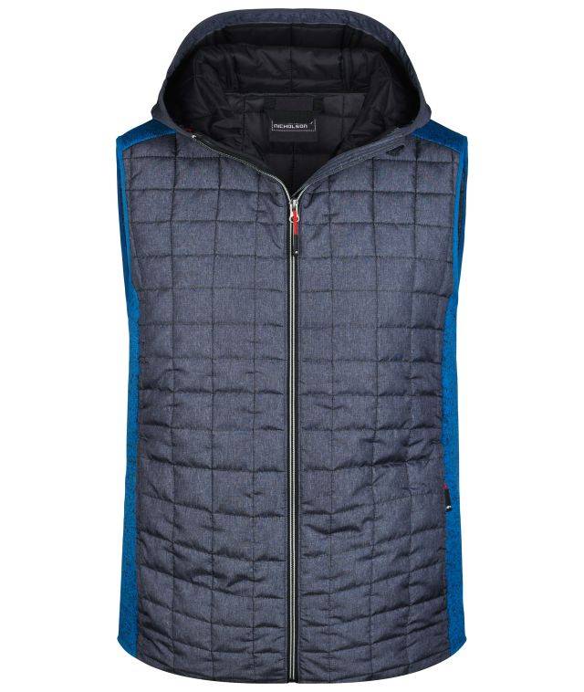 Men's Knitted Hybrid Vest Weste im stylischen Materialmix grau/blau, Gr. XL