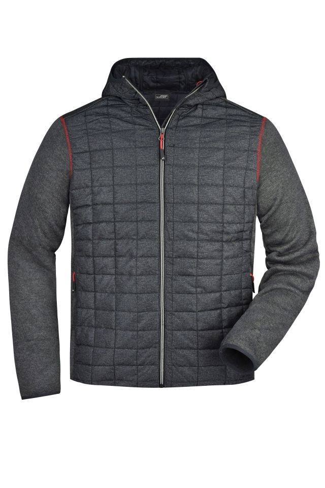 Men's Knitted Hybrid Jacket Strickfleecejacke im stylischen Materialmix grau, Gr. 3XL