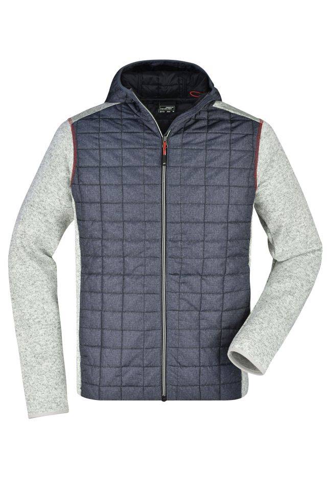 Men's Knitted Hybrid Jacket Strickfleecejacke im stylischen Materialmix grau, Gr. 3XL