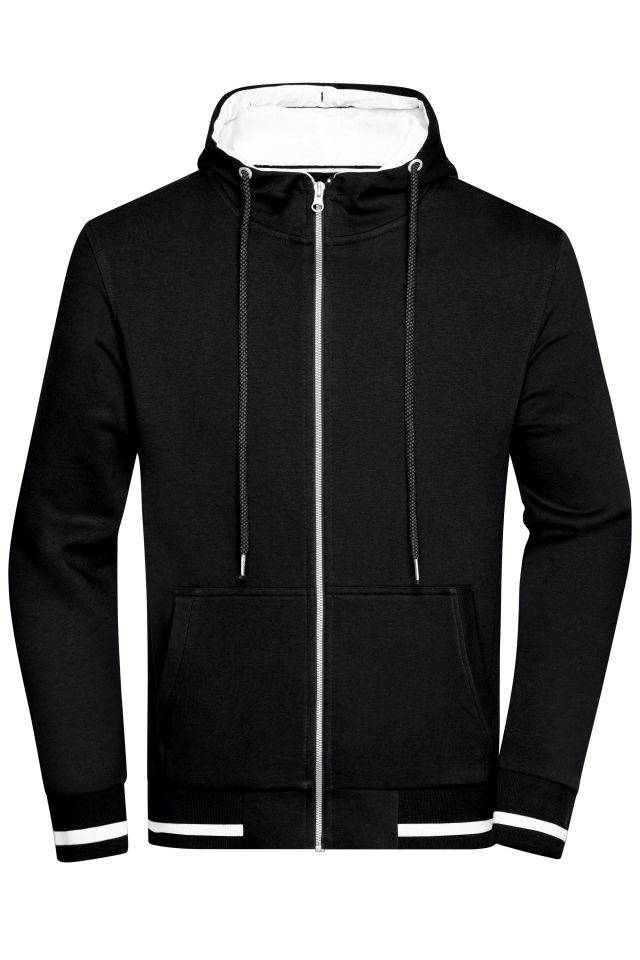 Men's Club Sweat Jacket Sweat-Jacke mit Reißverschluss und Kapuze weiß/schwarz, Gr. S