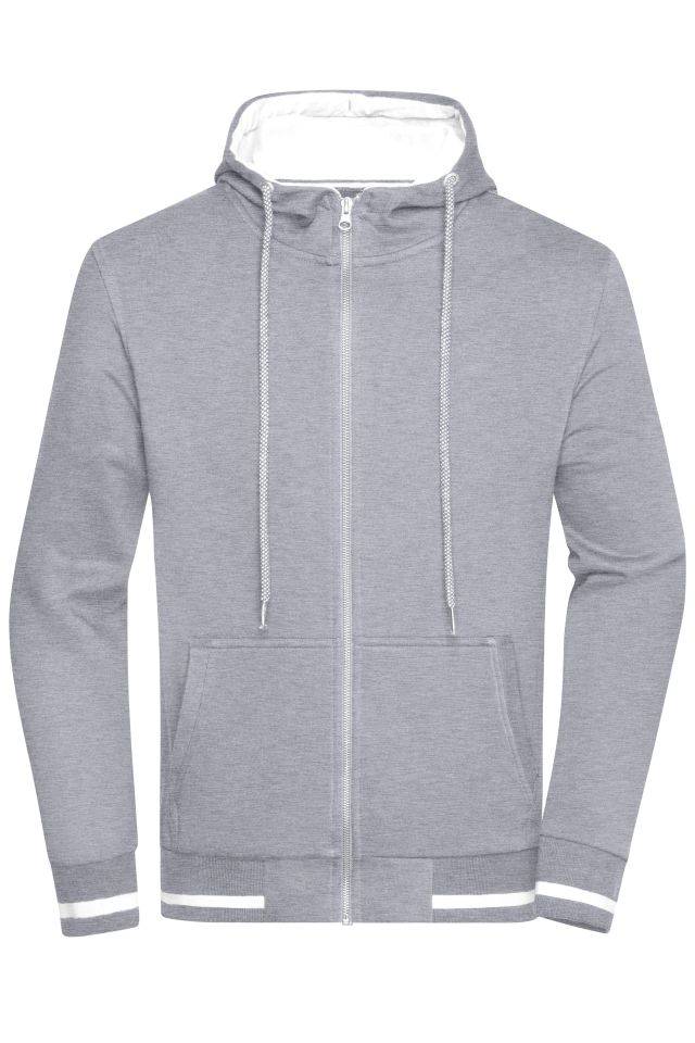 Men's Club Sweat Jacket Sweat-Jacke mit Reißverschluss und Kapuze weiß/grau, Gr. S