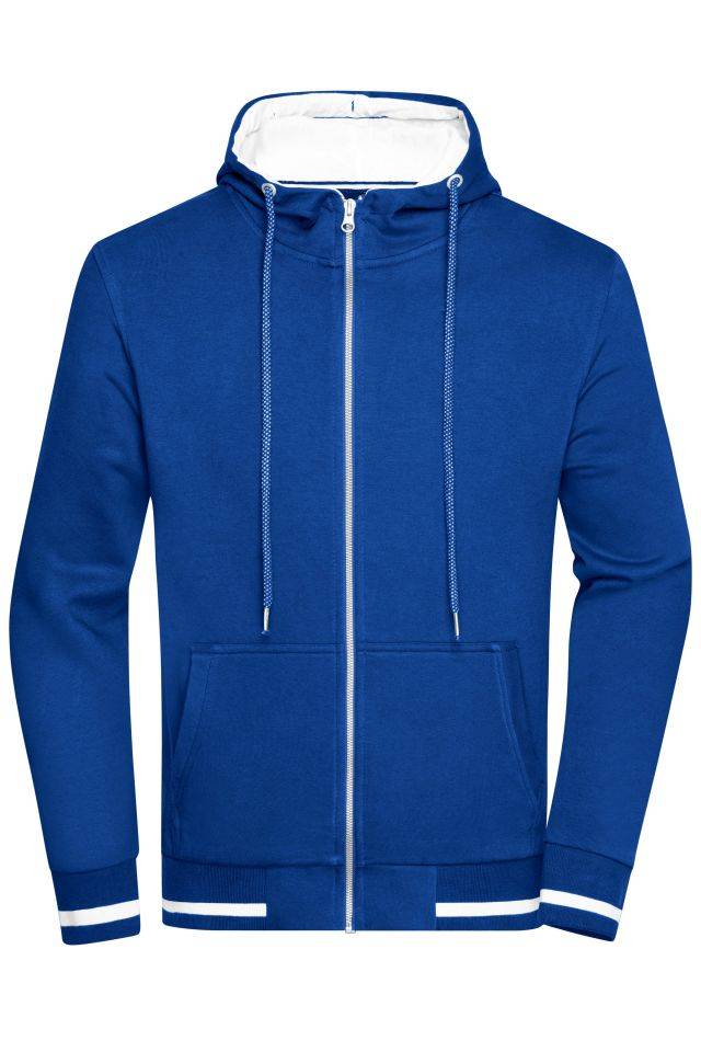 Men's Club Sweat Jacket Sweat-Jacke mit Reißverschluss und Kapuze weiß/blau, Gr. M