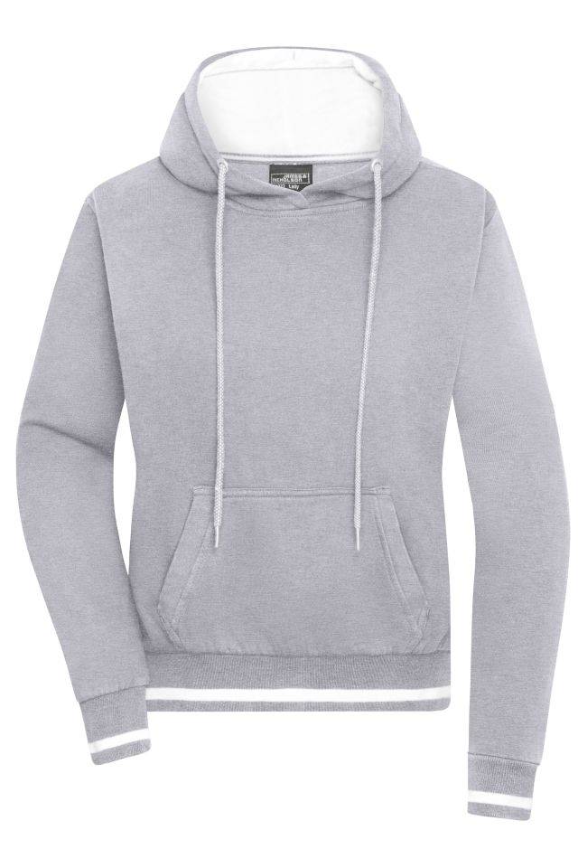 Ladies' Club Hoody Kapuzensweat im modischen Design weiß/grau, Gr. L