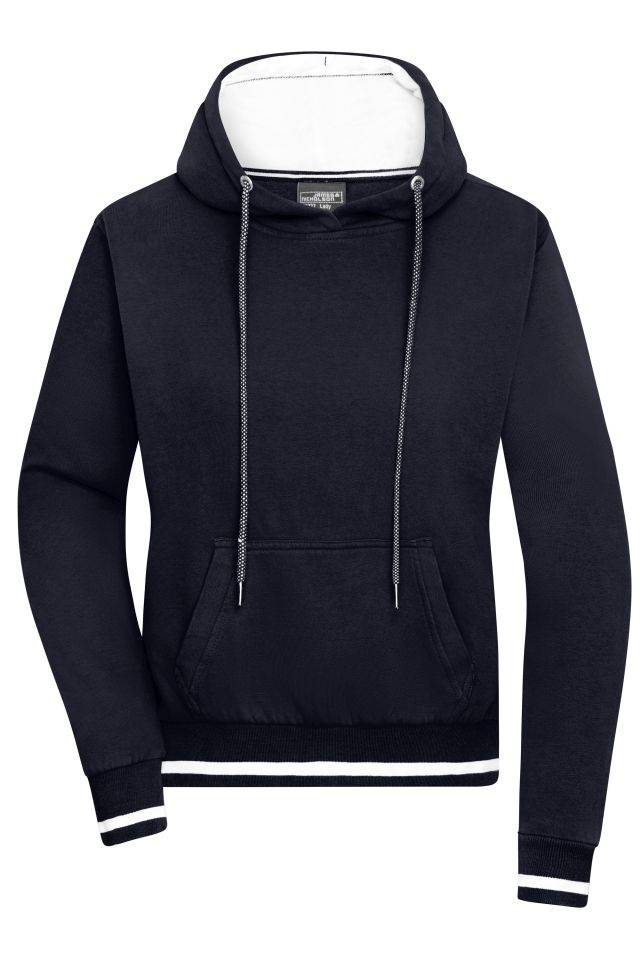Ladies' Club Hoody Kapuzensweat im modischen Design weiß/blau, Gr. L