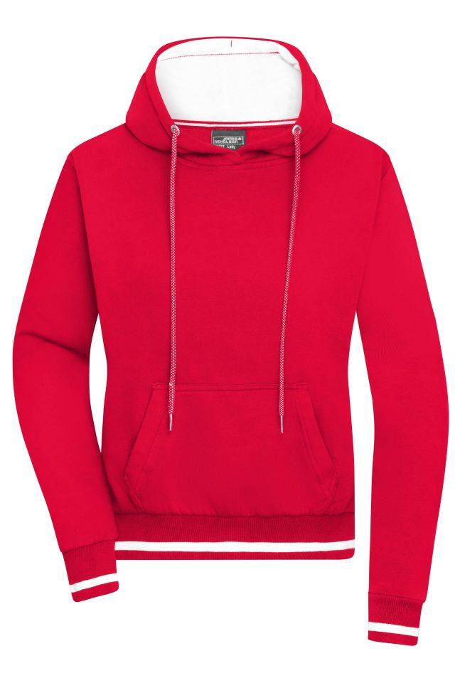 Ladies' Club Hoody Kapuzensweat im modischen Design weiß/rot, Gr. S