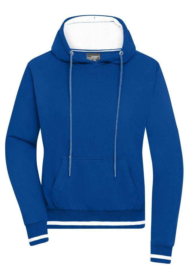Ladies' Club Hoody Kapuzensweat im modischen Design weiß/blau, Gr. M