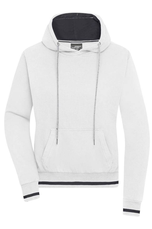 Ladies' Club Hoody Kapuzensweat im modischen Design weiß/blau, Gr. M