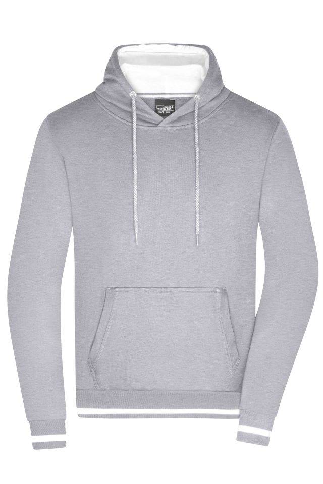 Men's Club Hoody Kapuzensweat im modischen Design weiß/grau, Gr. S
