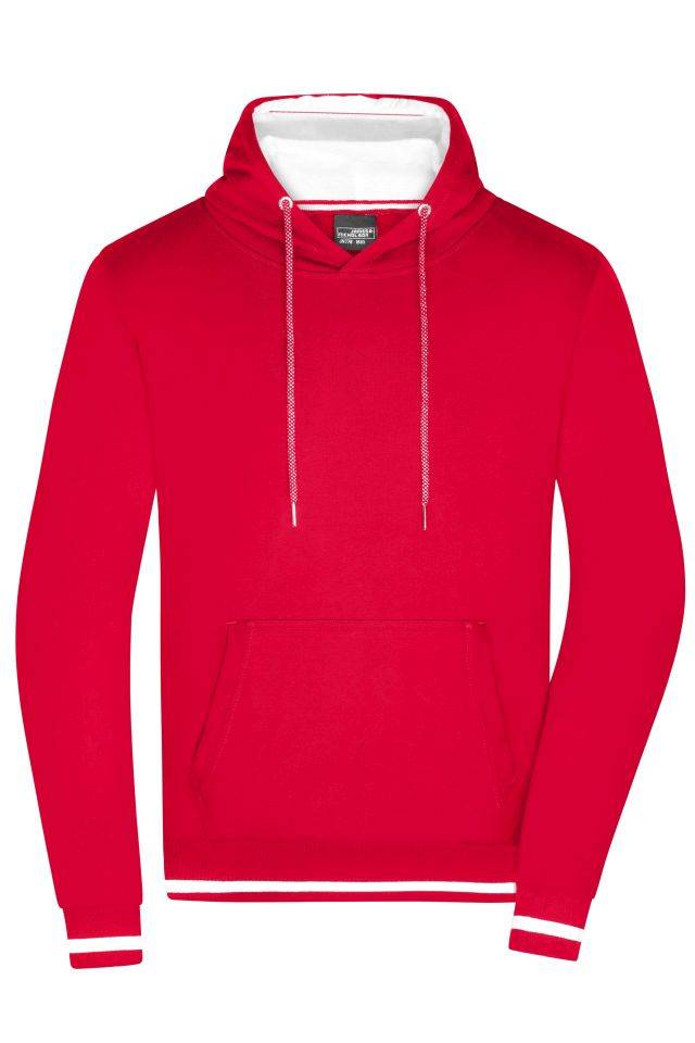 Men's Club Hoody Kapuzensweat im modischen Design weiß/rot, Gr. S