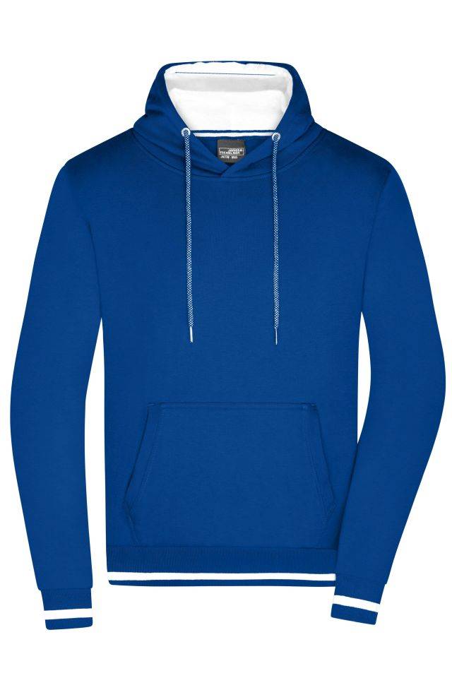 Men's Club Hoody Kapuzensweat im modischen Design weiß/blau, Gr. S