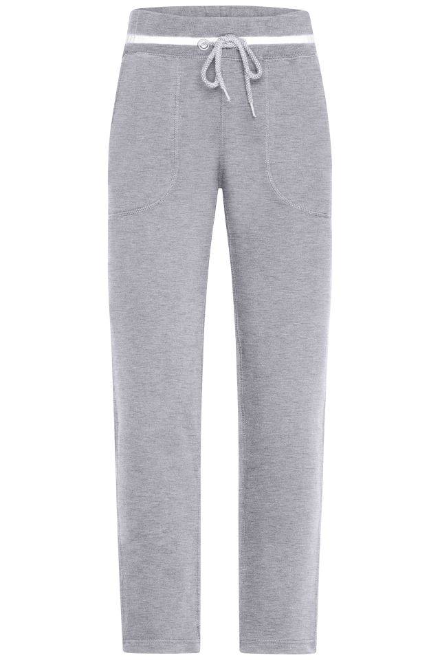 Ladies' Jog-Pants Sweat-Hose im modischen Design weiß/grau, Gr. M