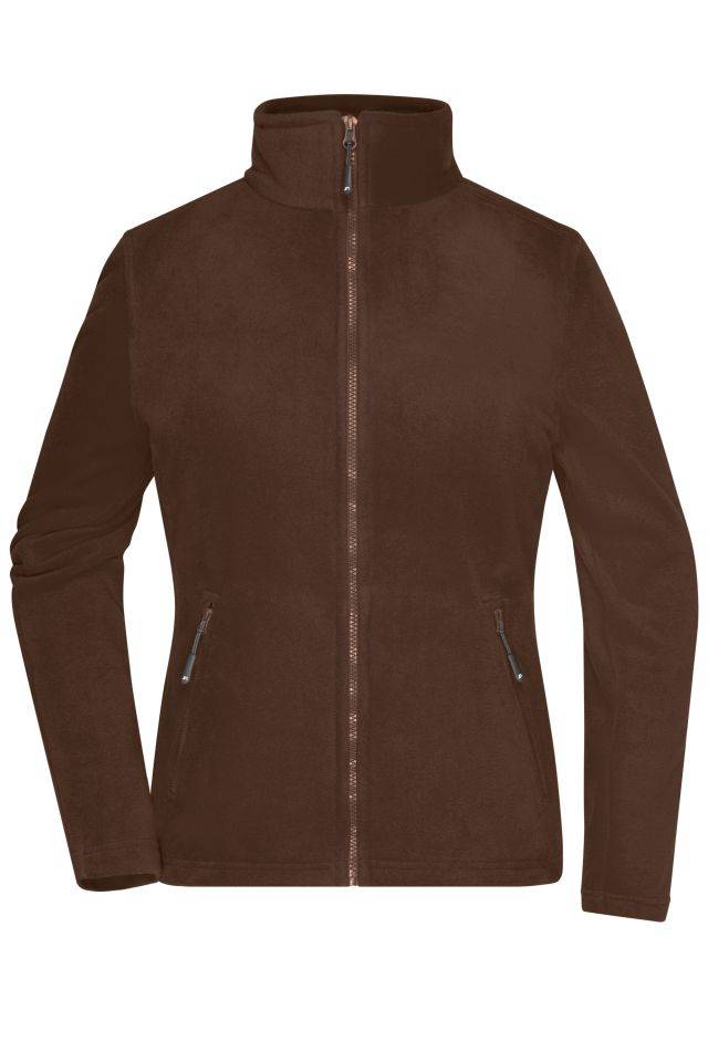 Ladies' Fleece Jacket Fleece Jacke mit Stehkragen im klassischen Design braun, Gr. L