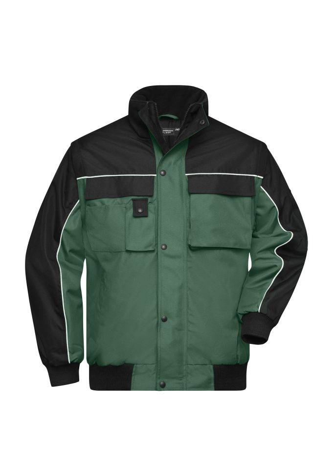 Workwear Jacket Robuste, wattierte Jacke mit abnehmbaren Ärmeln schwarz/grün, Gr. S