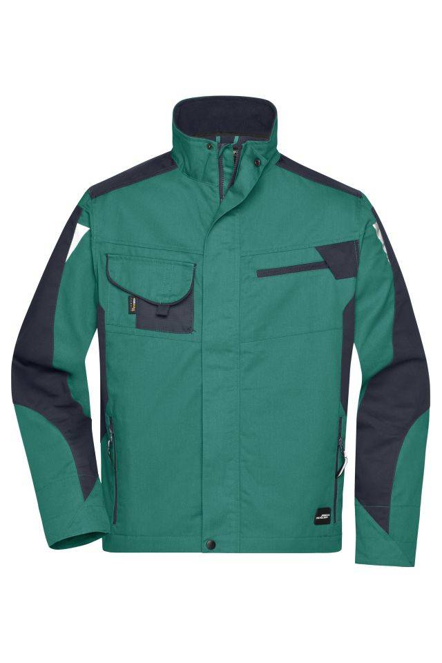 Workwear Jacket - STRONG - Professionelle Jacke mit hochwertiger Ausstattung schwarz/grün, Gr. 4XL