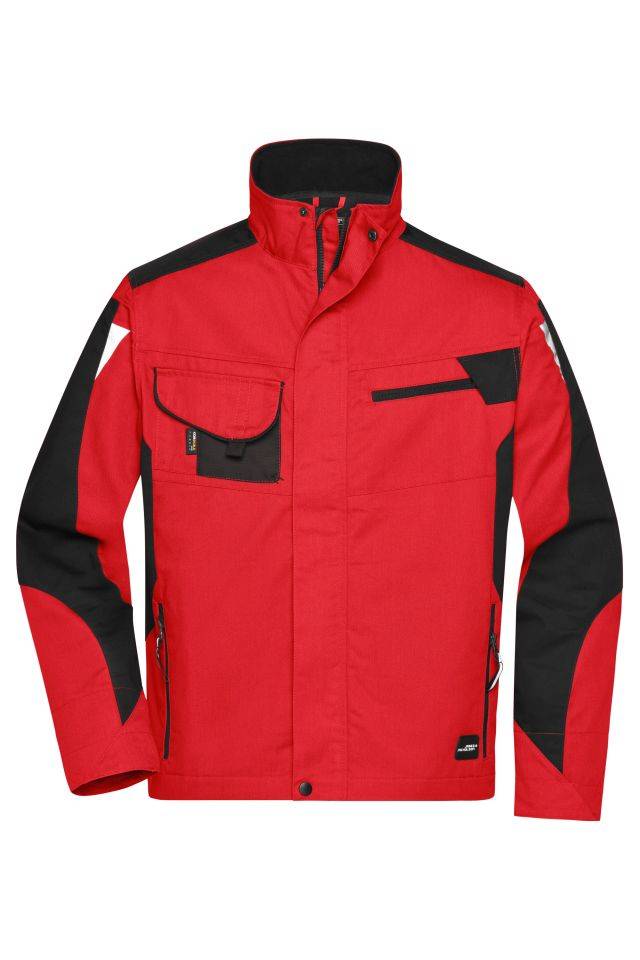 Workwear Jacket - STRONG - Professionelle Jacke mit hochwertiger Ausstattung schwarz/rot, Gr. 6XL