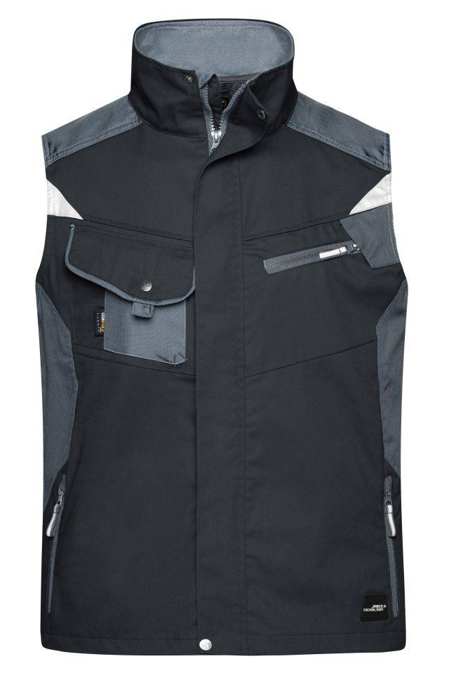 Workwear Vest - STRONG - Professionelle Weste mit hochwertiger Ausstattung schwarz/grau, Gr. XXL