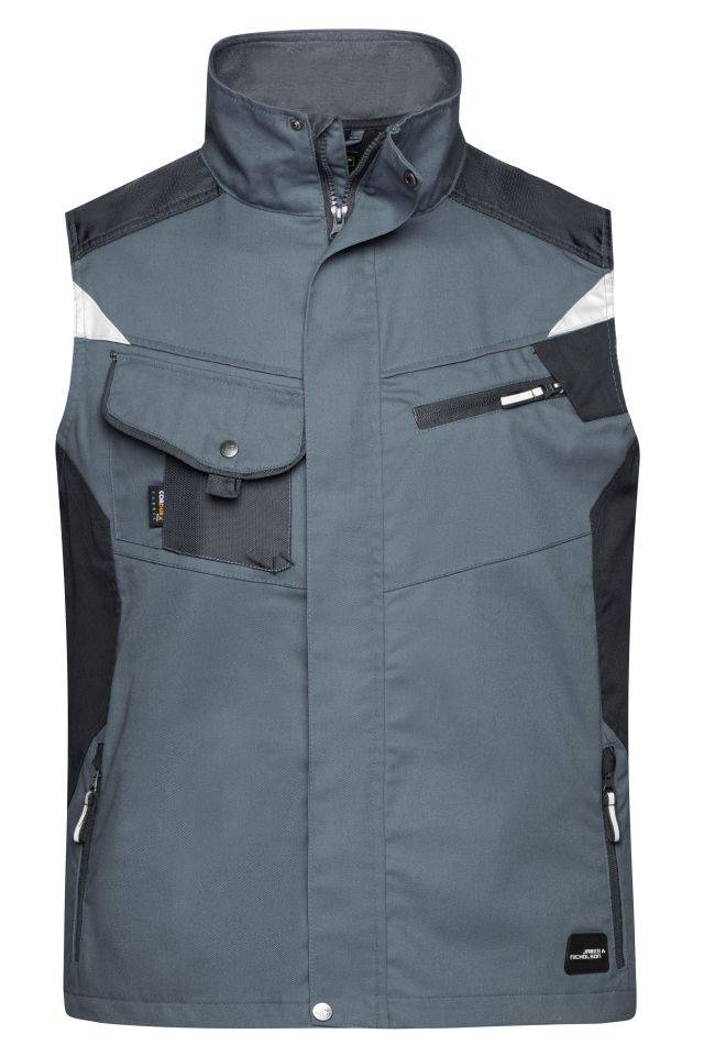 Workwear Vest - STRONG - Professionelle Weste mit hochwertiger Ausstattung schwarz/grau, Gr. 4XL