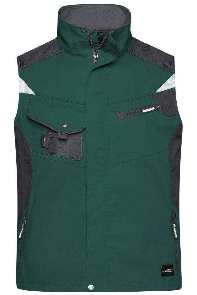Workwear Vest - STRONG - Professionelle Weste mit hochwertiger Ausstattung schwarz/grün, Gr. XL