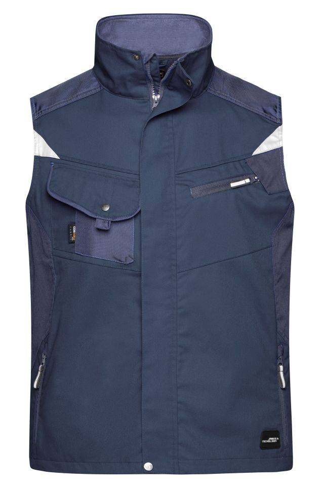 Workwear Vest - STRONG - Professionelle Weste mit hochwertiger Ausstattung blau, Gr. S