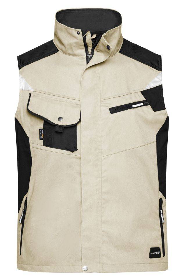 Workwear Vest - STRONG - Professionelle Weste mit hochwertiger Ausstattung schwarz/braun/grau, Gr. 3XL