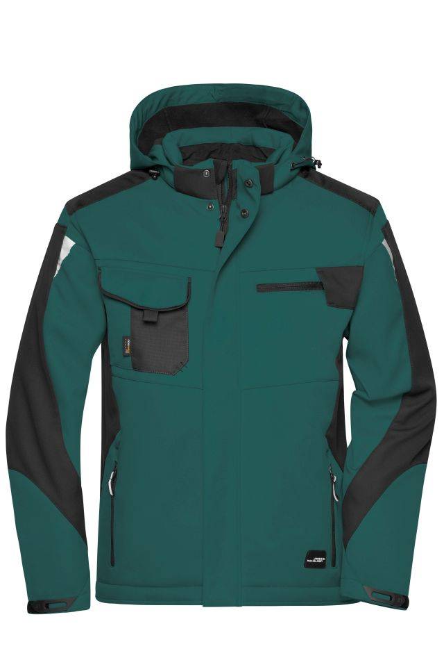 Craftsmen Softshell Jacket - STRONG - Professionelle Softshelljacke mit warmem Innenfutter schwarz/grün, Gr. S