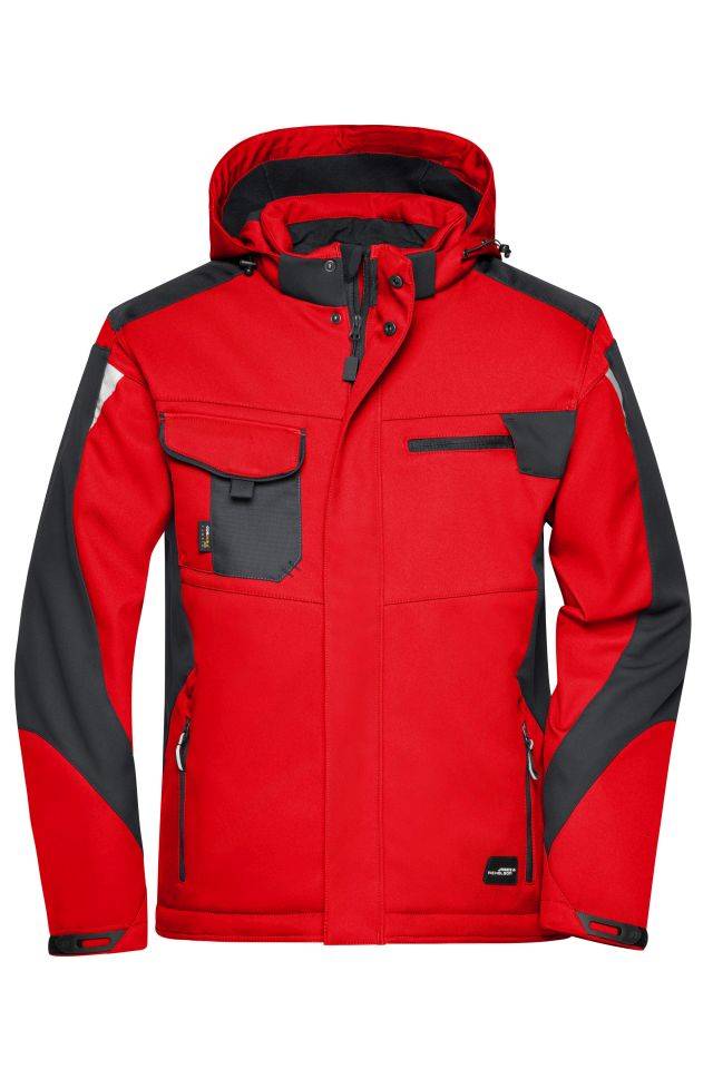 Craftsmen Softshell Jacket - STRONG - Professionelle Softshelljacke mit warmem Innenfutter schwarz/rot, Gr. 5XL