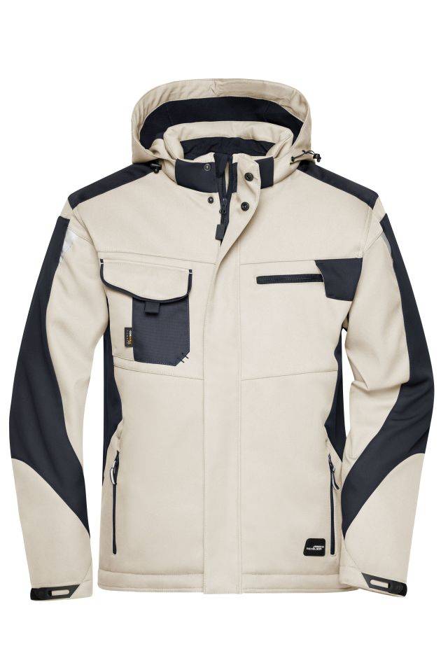Craftsmen Softshell Jacket - STRONG - Professionelle Softshelljacke mit warmem Innenfutter schwarz/braun/grau, Gr. 4XL