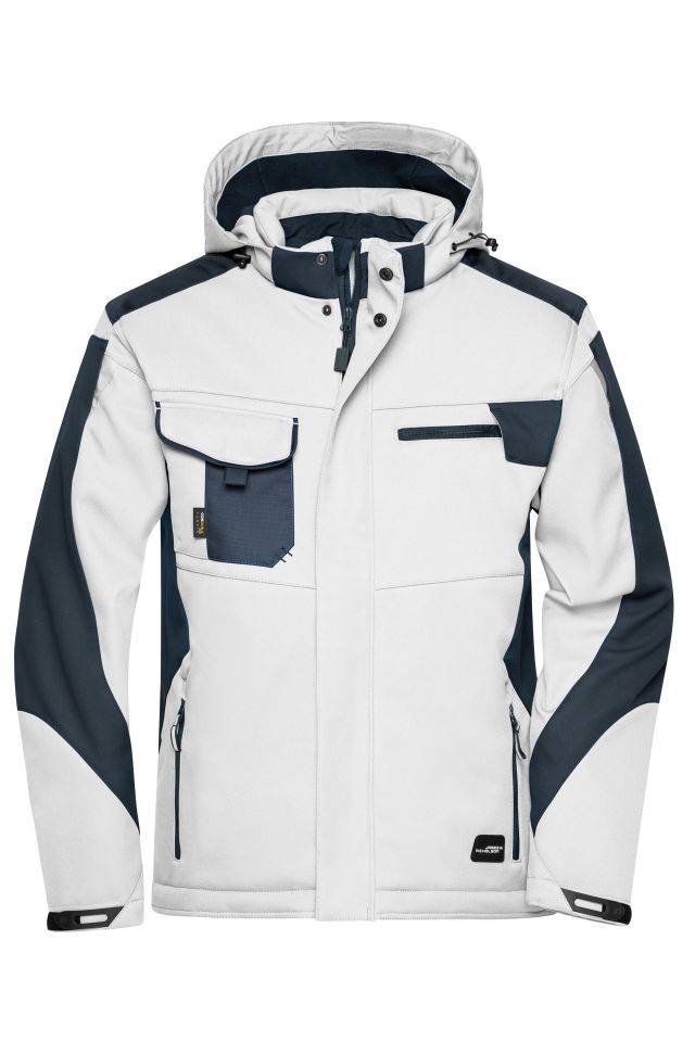 Craftsmen Softshell Jacket - STRONG - Professionelle Softshelljacke mit warmem Innenfutter weiß/grau, Gr. XL