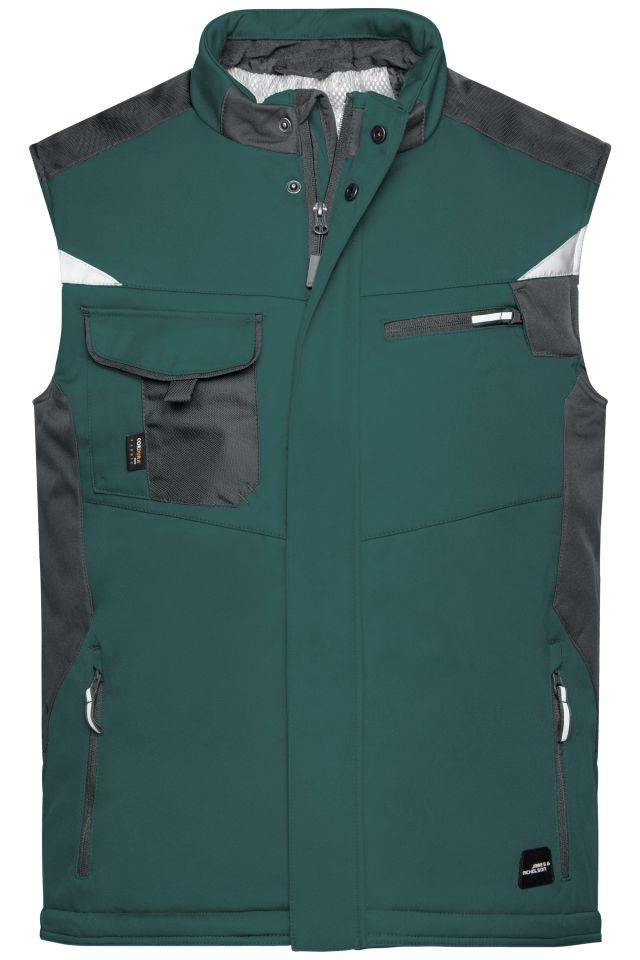 Craftsmen Softshell Vest - STRONG - Professionelle Softshellweste mit warmem Innenfutter schwarz/grün, Gr. L