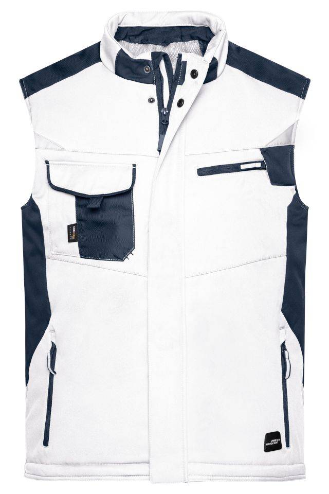 Craftsmen Softshell Vest - STRONG - Professionelle Softshellweste mit warmem Innenfutter weiß/grau, Gr. XS