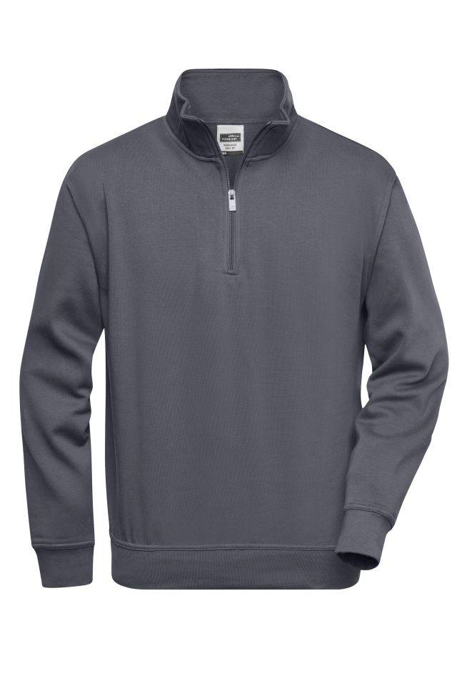 Workwear Half Zip Sweat Sweatshirt mit Stehkragen und Reißverschluss grau, Gr. L