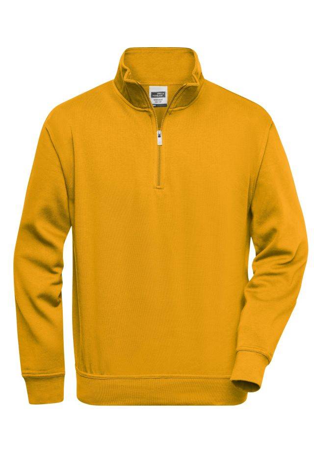 Workwear Half Zip Sweat Sweatshirt mit Stehkragen und Reißverschluss gelb, Gr. XXL