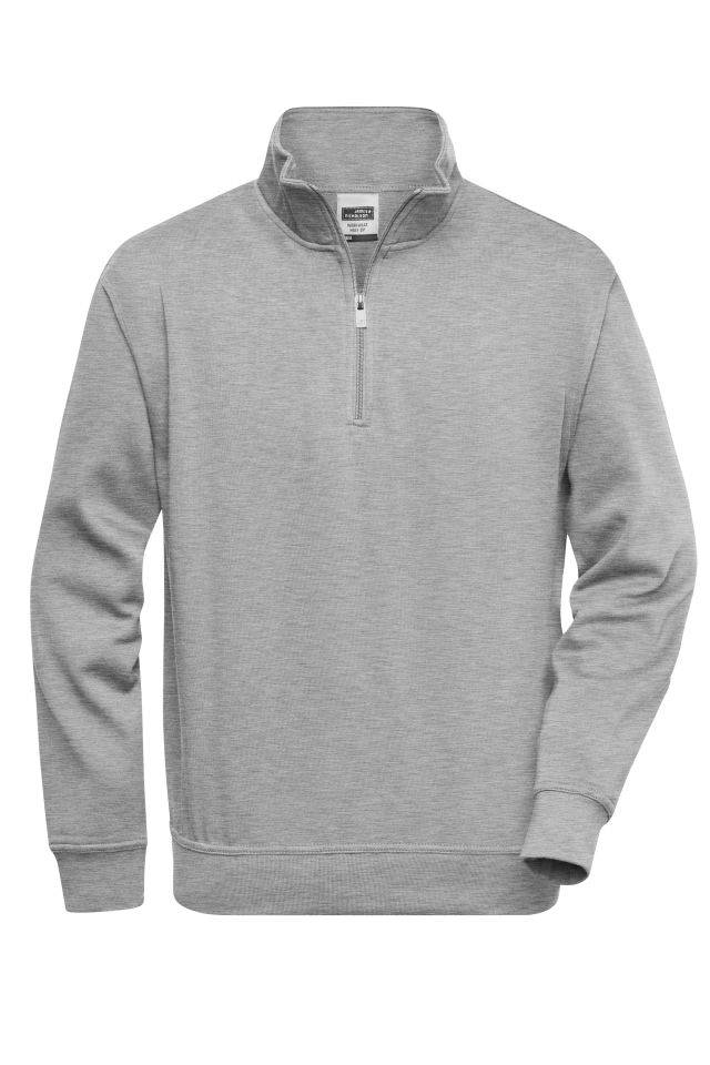 Workwear Half Zip Sweat Sweatshirt mit Stehkragen und Reißverschluss grau, Gr. L