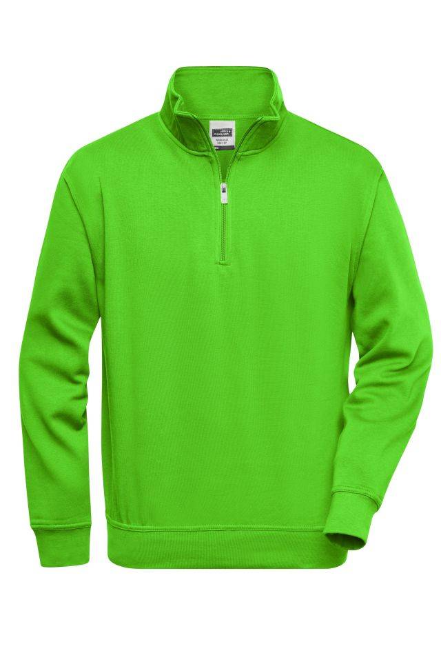 Workwear Half Zip Sweat Sweatshirt mit Stehkragen und Reißverschluss grün, Gr. XXL