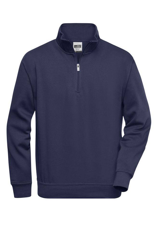 Workwear Half Zip Sweat Sweatshirt mit Stehkragen und Reißverschluss blau, Gr. XXL