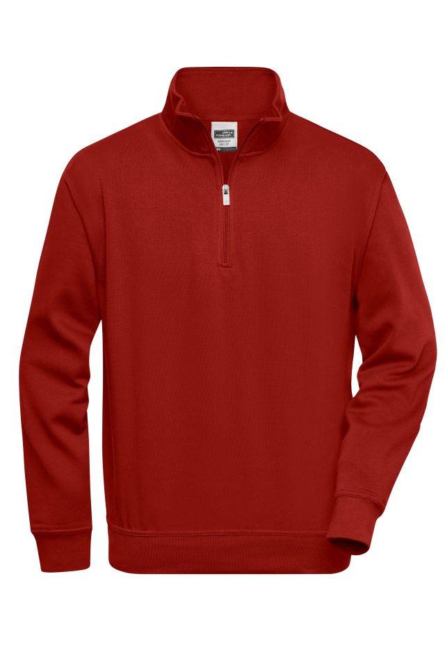 Workwear Half Zip Sweat Sweatshirt mit Stehkragen und Reißverschluss rot/weinrot, Gr. 4XL