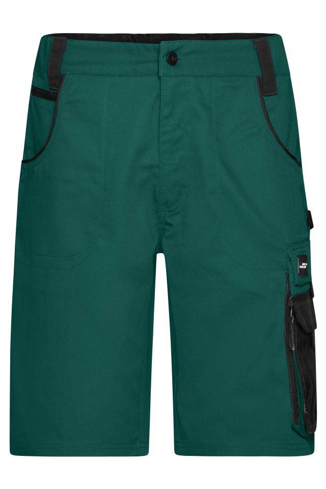 Workwear Bermudas - STRONG - Spezialisierte Arbeitsshorts mit funktionellen Details schwarz/grün, Gr. 56