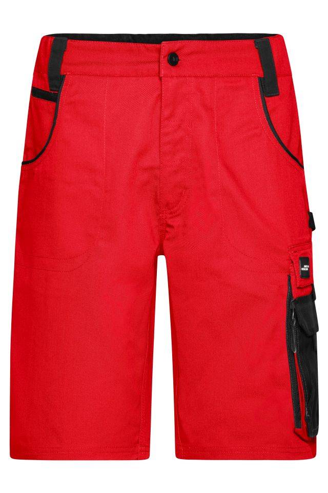 Workwear Bermudas - STRONG - Spezialisierte Arbeitsshorts mit funktionellen Details schwarz/rot, Gr. 46