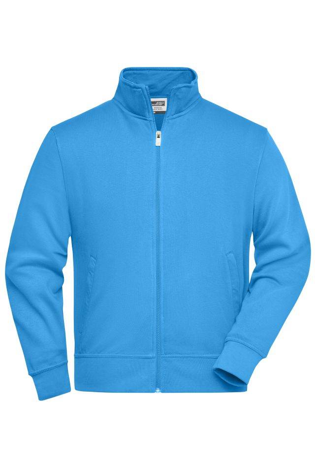 Workwear Sweat Jacket Sweat-Jacke mit Stehkragen und Reißverschluss blau, Gr. S