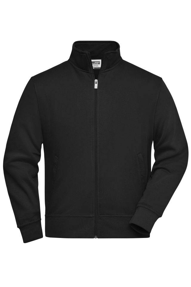 Workwear Sweat Jacket Sweat-Jacke mit Stehkragen und Reißverschluss schwarz, Gr. M