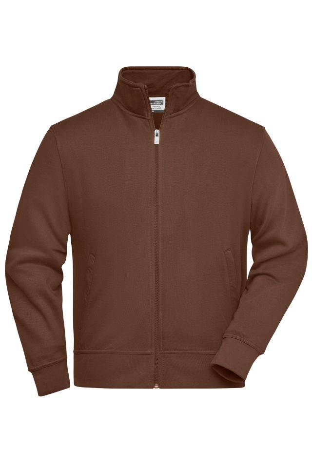 Workwear Sweat Jacket Sweat-Jacke mit Stehkragen und Reißverschluss braun, Gr. 6XL