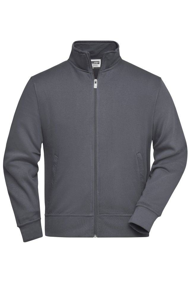 Workwear Sweat Jacket Sweat-Jacke mit Stehkragen und Reißverschluss grau, Gr. S
