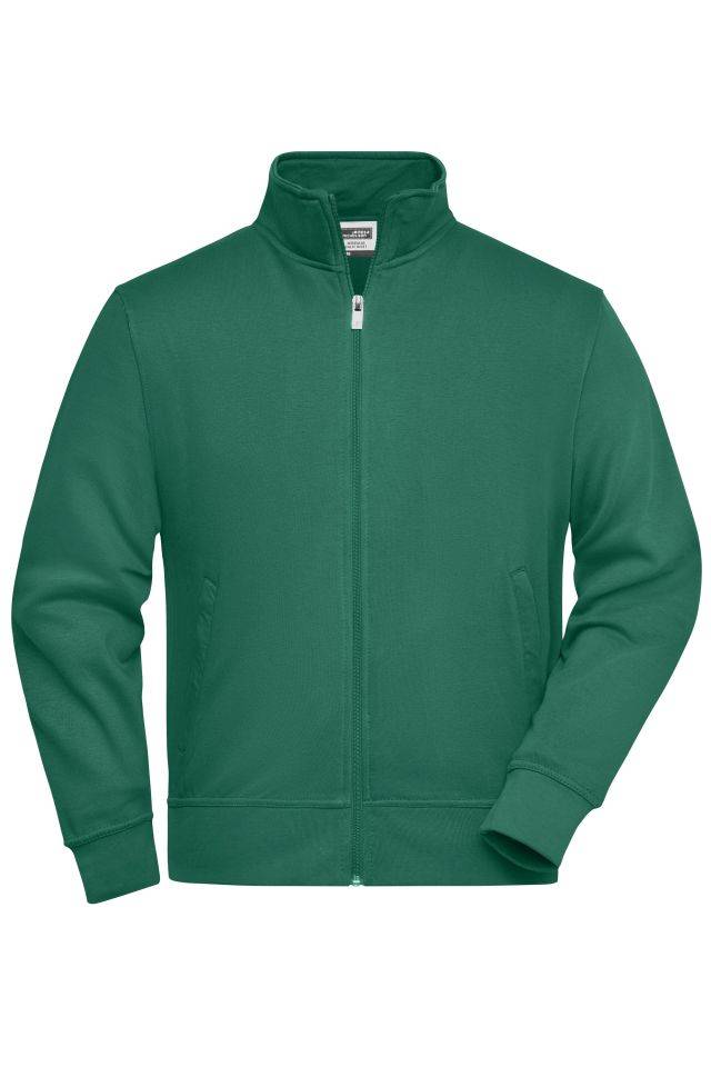 Workwear Sweat Jacket Sweat-Jacke mit Stehkragen und Reißverschluss grün, Gr. S